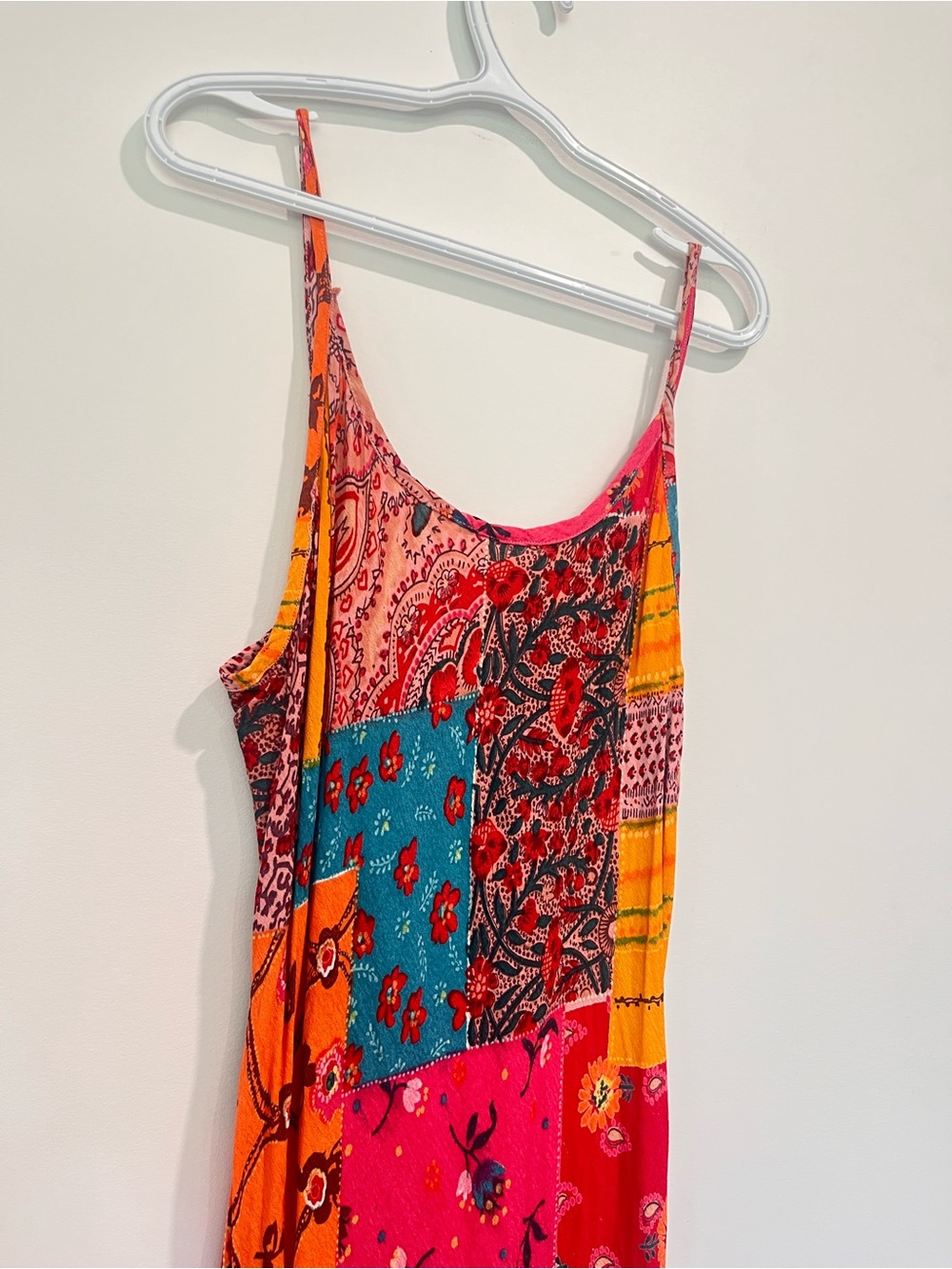 Bohemian Hippie Colourful Patchwork Slip Dress Women’s XS Y2K Style Festival